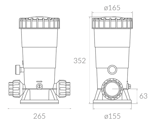 medidas dosificador de cloro